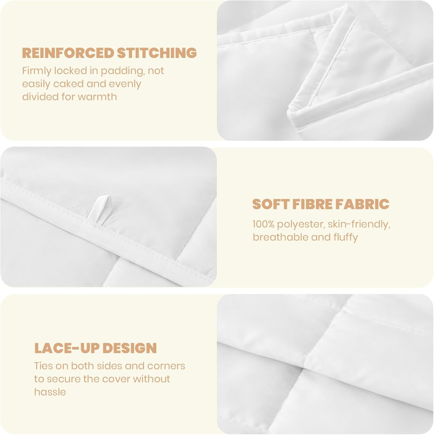 Good Nite Dobbeltdyne, 4,5 Tog, Sommerdyne, Dobbeltdyne, Hvid, Dyne, Polyester, Blød Og Let og Maskinvaskbar Med Hjørnebånd (Dobbeltseng 200 X 200 Cm) Tæpper og dyner Naty Shop