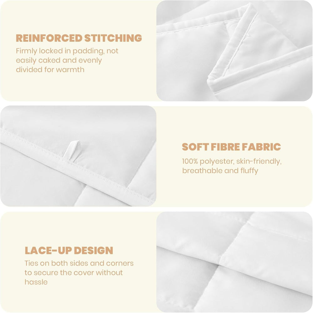 Good Nite Dobbeltdyne, 4,5 Tog, Sommerdyne, Dobbeltdyne, Hvid, Dyne, Polyester, Blød Og Let og Maskinvaskbar Med Hjørnebånd (Dobbeltseng 200 X 200 Cm) Tæpper og dyner Naty Shop
