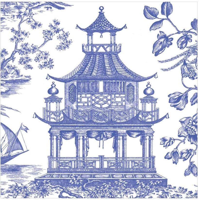Șervețele de prânz Chinoiserie Toile Pagode, albastru, 20 bucăți per pachet