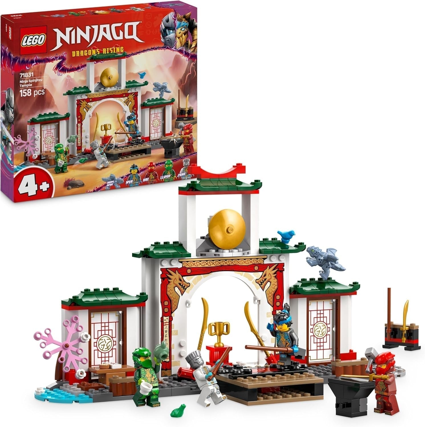 LEGO NINJAGO Spinjitzu Ninja Temple - Legesæt med 4 minifigurer og 1 dragefigur - Byggesæt - Jule- eller fødselsdagsgave til drenge og piger fra 4 år 71831 Byggesæt Besuche den LEGO-Store Standardtitel