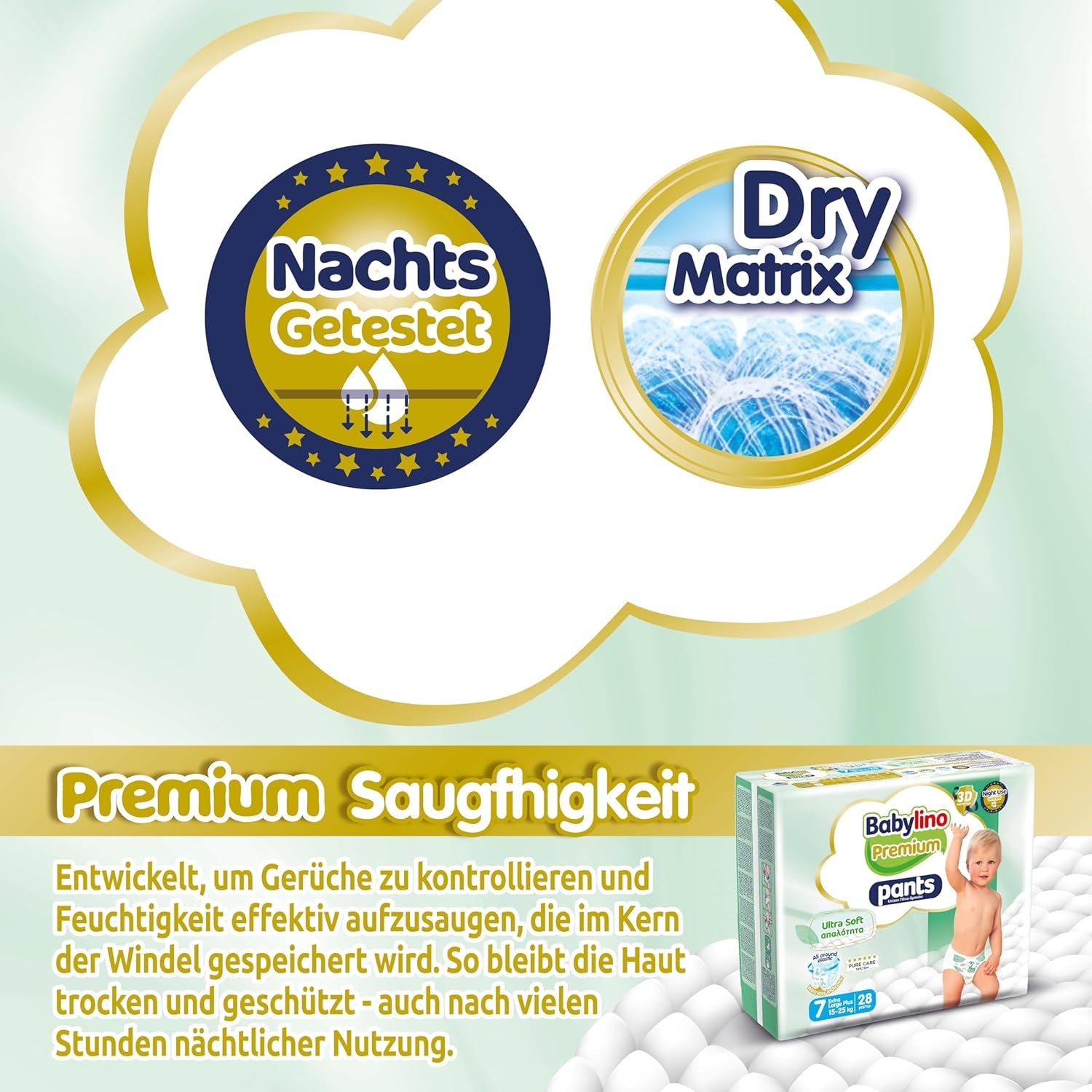 Premium bukser, størrelse 7, Ultra Soft Filter, XL Plus (15-25 kg), 28 stk.