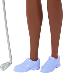 Păpușă Barbie Golfer Brunetă în Rochie Polo Roz Detașabilă, Uniformă de Golf, Include Șapcă și Accesorii pentru Crose de Golf, JCR69