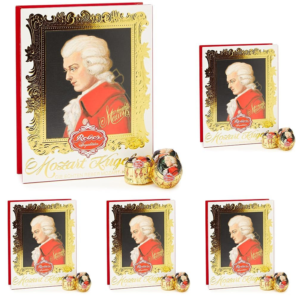 Mozart Baroque - Autentiske Mozart mørk chokolade marcipan nougatkugler 12 stykker 1 x 240 g (pakke med 5)