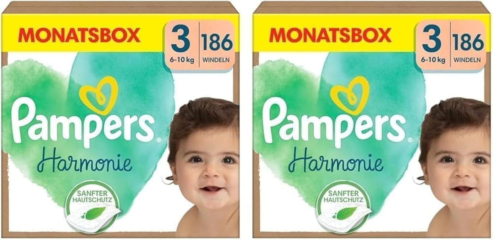 Pampers Harmony bleer størrelse 1, 180 bleer, 2kg-5kg, skånsom hudbeskyttelse med 100% Pampers beskyttelse