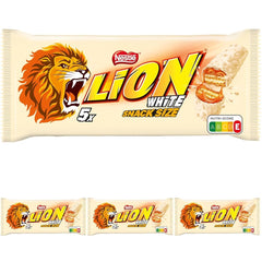 Nestlé LION Multipack, chokoladebarer med hvid glasur, lækkert karamelfyld og sprød oblat, stor slikpakke, pakke med 4 (5 x 30 g hver)