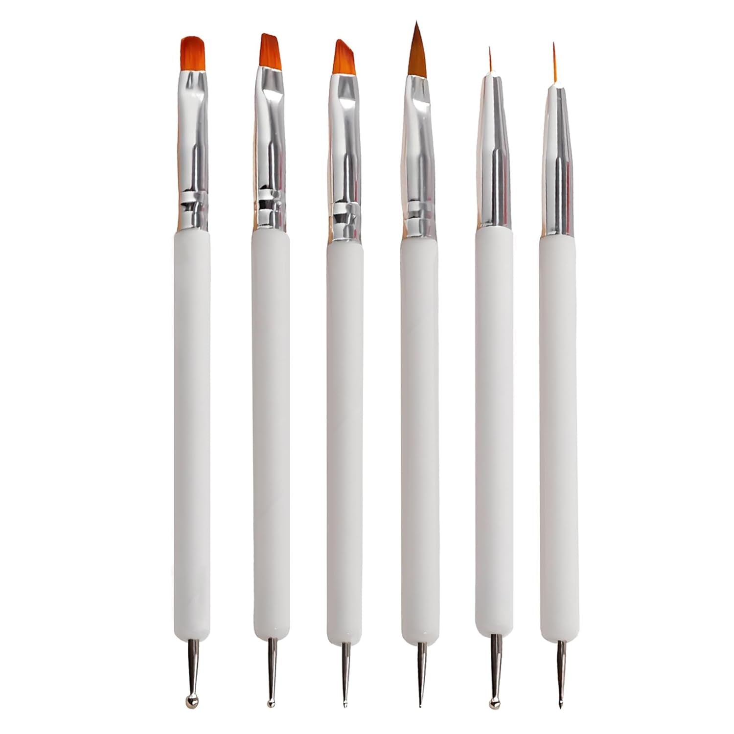 6 Stück Doppel-Ende Nagel Pinsel, Nageldesign Pinsel, Doppel-Ende Nail Art Pinsel Kit Professionelle Maniküre Werkzeuge Kit（Schwarz）