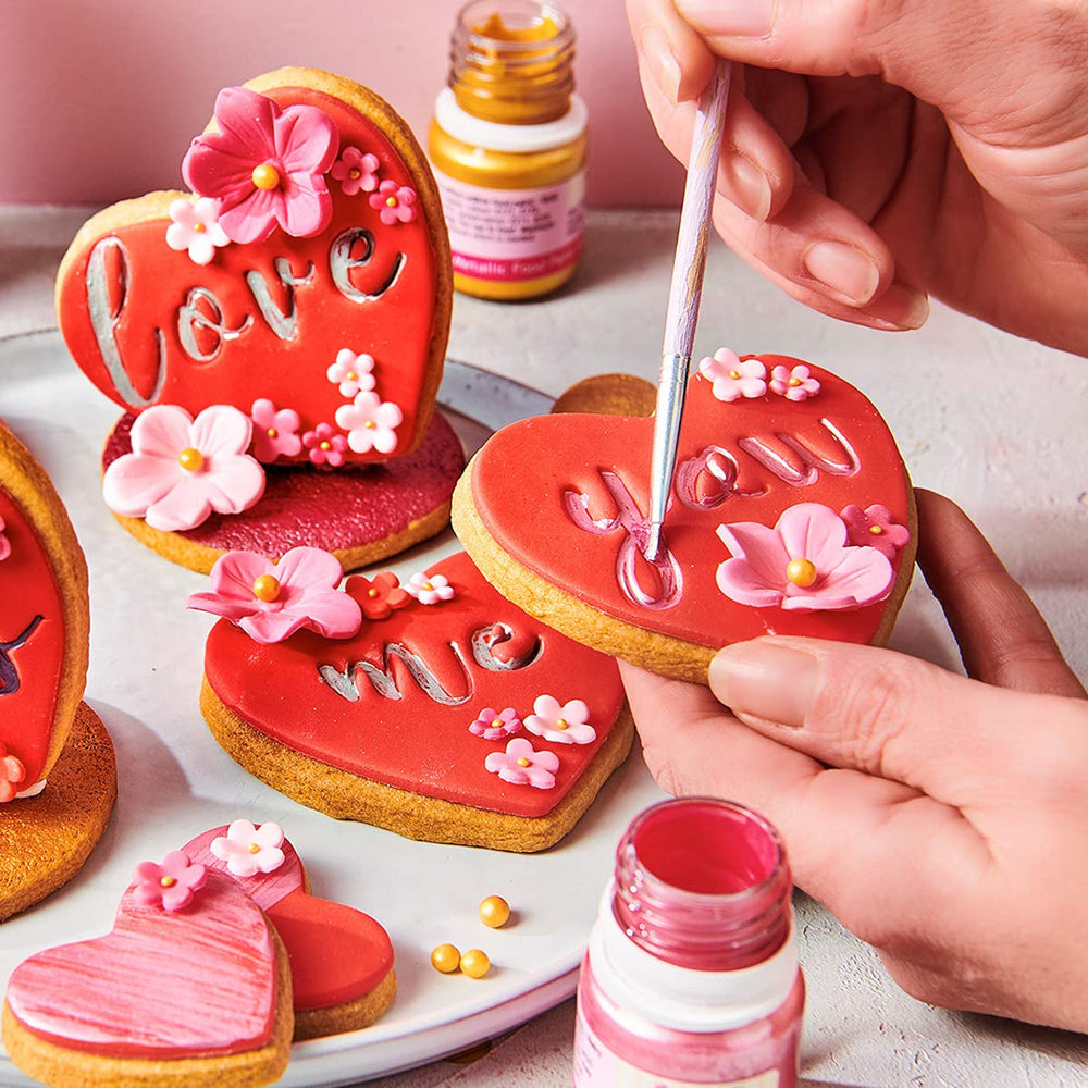 Vopsea alimentară metalică Funcakes, culoarea cupru: Creează efecte metalice pe fondant, marțipan, glazură regală și fursecuri. Colorant alimentar comestibil 100%, Halal, potrivit pentru vegetarieni și vegani. 30 ml.