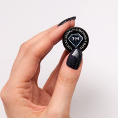 Semilac UV Neglelak 394 Sparkling Midnight Date 7 ml - Mørk nattehimmel med glittereffekt - Love Is In The Nails Collection
