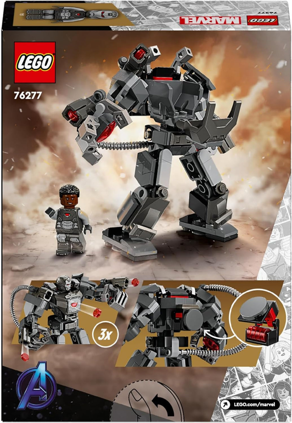 LEGO Marvel War Machine Mech 3-Shooter Super Hero Bygbart Legetøj til Børn MCU Legendarisk Action Figur Gave til 6-årige drenge og piger 76277 Byggesæt Beuche den LEGO-Store
