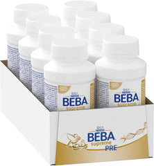 BEBA SUPREME PRE Initial mælk klar til at drikke fra fødslen, babymad med DHA, kun laktose, palmeoliefri, pakke med 8 (8 x 200 ml) Mother and Baby Naty Shop Sæt med flasker 8 x 200 ml