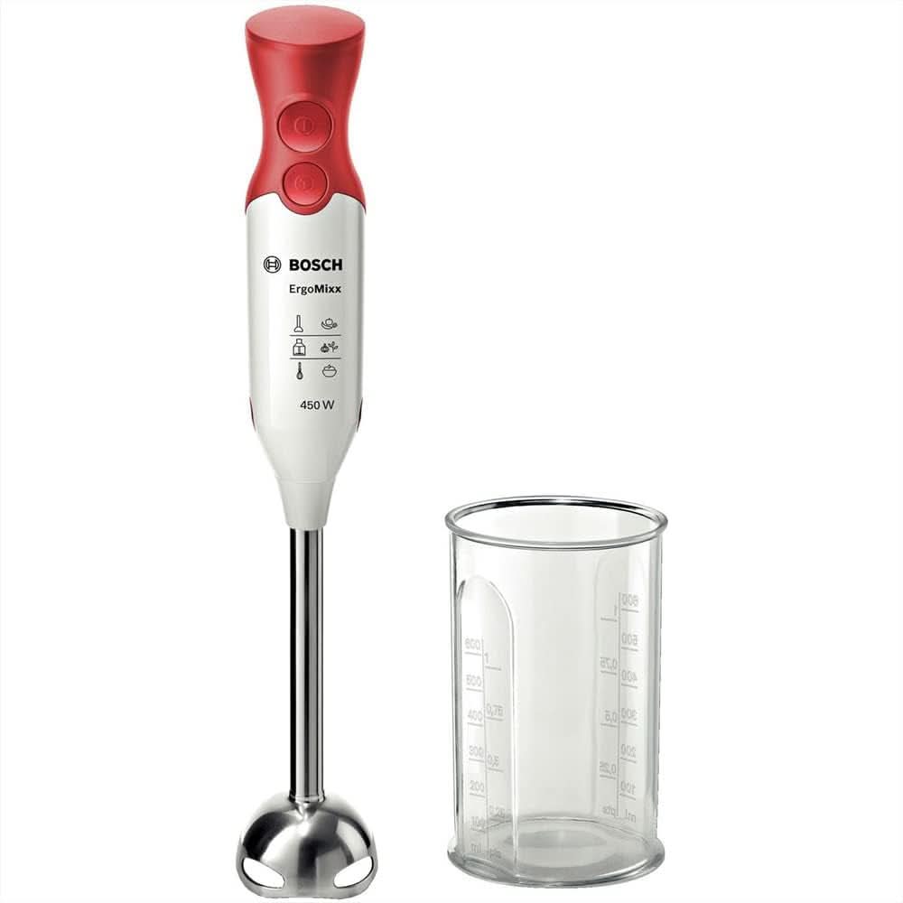 Hausgeräte MSM64110 Ergonomischer Standmixer Mit Edelstahl-Mixfuß Quattroblade (450 W) Rot, Weiß Kitchen Naty Shop