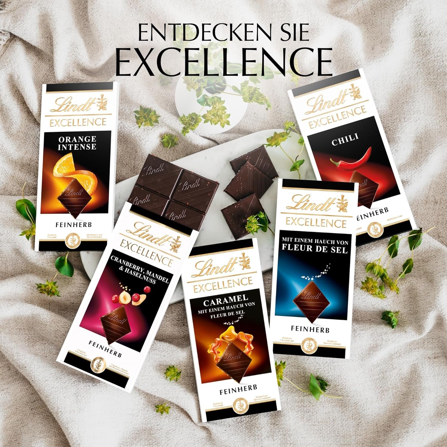 Lindt EXCELLENCE Karamel og havsalt - mørk chokolade | Bar 100g | Med karamel og havsalt (Fleur de Sel) | Intens kakaosmag | Mørk Chokolade