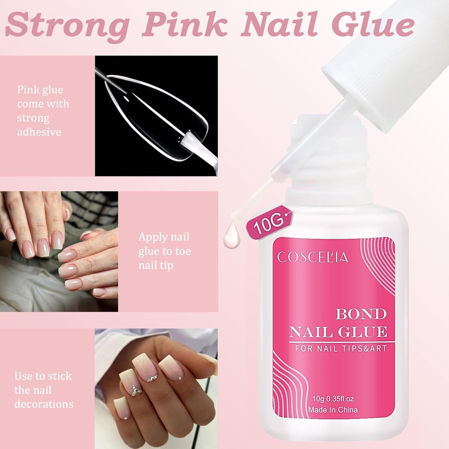 Set de unghii false - 240 de bucăți, unghii false franțuzești, pentru lipit - Design gradient alb roz, unghii artificiale, acoperire completă, gel moale, naturale și confortabile la purtare (migdală roz)