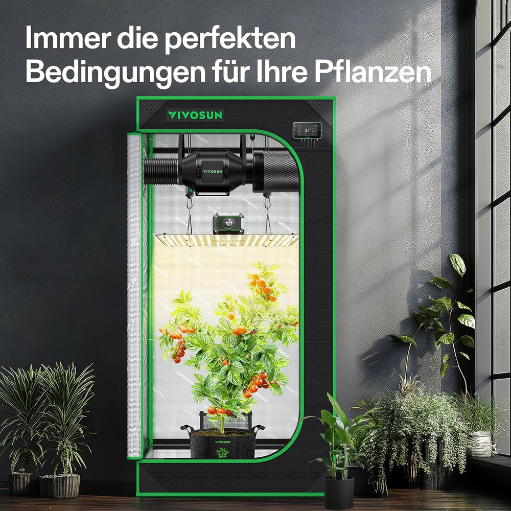 VIVOSUN Smart Grow Telt komplet sæt 60x60x120cm, integreret WiFi automatisk vækstsystem med 100W fuldspektret LED-lys og effektivt ventilationssystem med GrowHub E42A+ controller