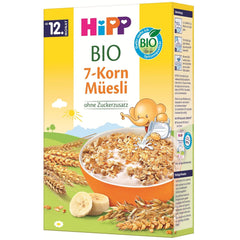 HiPP økologisk müsli med 7 korn (8 x 200g), fra 12 måneder, uden tilsat sukker, ekstra fine stykker - nem at tygge, bedste økologiske kvalitet