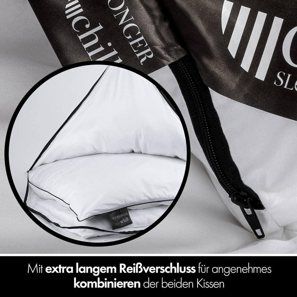 Pernă 80X80 Cm - design 2 în 1 - pernă în pernă - pernă de dormit mare respirabilă și lavabilă și 100% vegană - 2 perne 3 opțiuni - pernă cu umplutură 600G & 1200G Perne standard Naty Shop