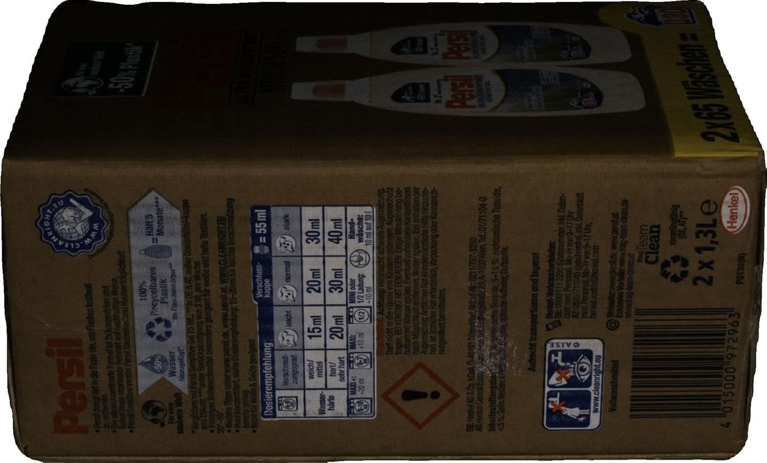 Persil Ultra Concentrate Sensitive Gel (130 vaske), Flydende vaskemiddel til allergier og babyer i en mindre flaske for mindre plastik, Fjerner vanskelige pletter, Dermatologisk testet Naty Shop Vaskevaskemidler