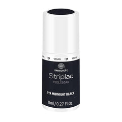 UV-neglelak alessandro Striplac Midnight Black – Delikat og langtidsholdbar – Nem fjernelse takket være peel-off fjernelsesteknologi – Vegansk og grusomhedsfri – 8 ml