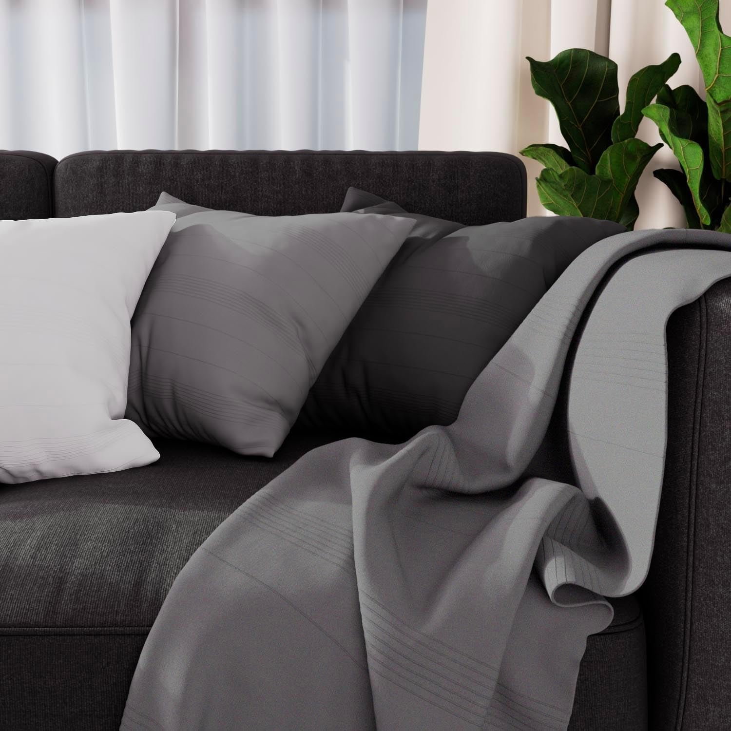 Soleil D'Ocre Adele Plaid, smidt fra lænestolen, Polycoton, Grå, 140 X 200 Cm Senge og tæpper Besuche den Soleil d'ocre-Store Grå 140 X 200 Cm