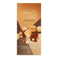 Lindt Chokolade | Bland til pose NUXOR | 103g | Gianduja cremede chokoladeterninger i tre sortimenter med ristede hele hasselnødder | Chokolade gave