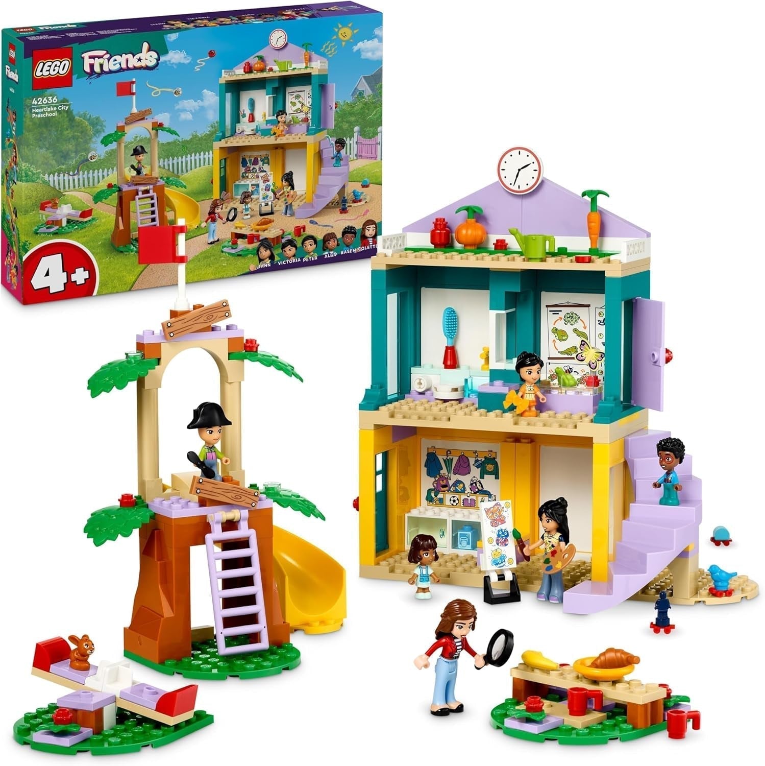 LEGO Friends Heartlake City Børnehave Legesæt til piger og drenge 4 år gammelt Kreativt rolleleg med 2 figurer og 4 mikrofigurer Socialt udviklingslegetøj 42636 Byggesæt Besuche den LEGO-Store Standardtitel