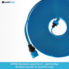 Furtun de irigații Cellfast SPRING, furtun de irigații cu trei canale și conectori completi, fabricat din fire de înaltă calitate, rezistent la UV, 15 m, 1/2 inch, 19-022, multicolor, 38x38x8 cm