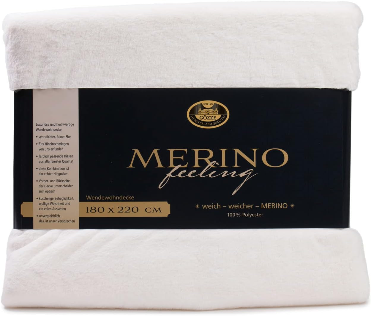 Gözze - Komfortabelt tæppe, vendbart, høj densitet 600 G/M², 150 X 200 Cm - Mørkegrønne senge og tæpper Besuche den Gözze-Store Hvid Uld 180 X 220 Cm