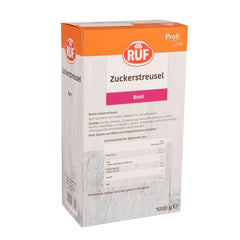 RUF Drys af farvet sukker i regnbuefarver, 1 kilo Sprinkles Naty Shop