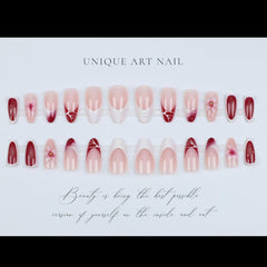 Mouyouglow 30 bucăți unghii false scurte, model floral cu dungi albe, culoare nud, model francez 3D, cu flori Y2K, cu lipici pentru unghii, vârfuri albe, flori argintii ondulate, vară, INS, unghii artificiale