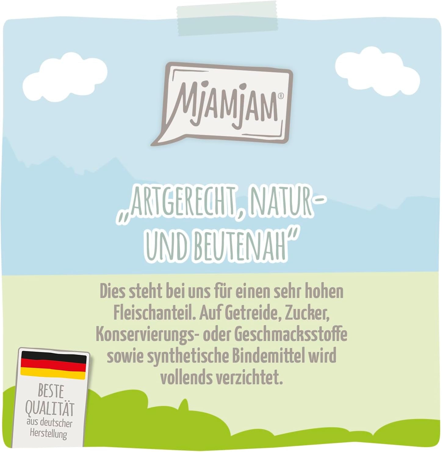 MjAMjAM - Hrană umedă premium pentru pisici - Pungă compresibilă - DUO cu carne de vițel și hering rafinate, pachet de 12 (12 x 125g), fără cereale