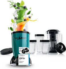 Gourmetmaxx Mr Magic Blender, Smoothie Maker med Xxl tilbehørspakke Naty Shop Grøn | Sort Mr. Magic | 400W | Xl-sæt