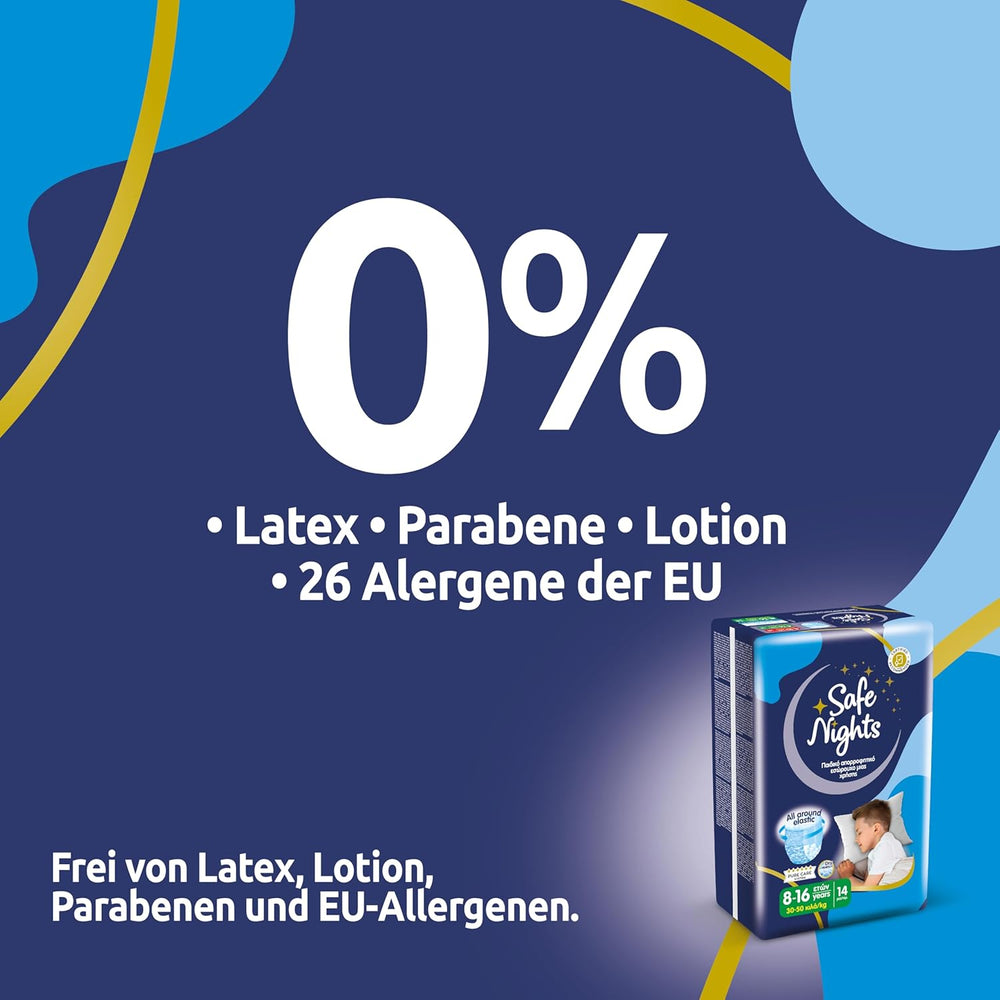 Safe Nights Boy, natbukser til alderen 8-16 år (30-50 kg), 84 stk.