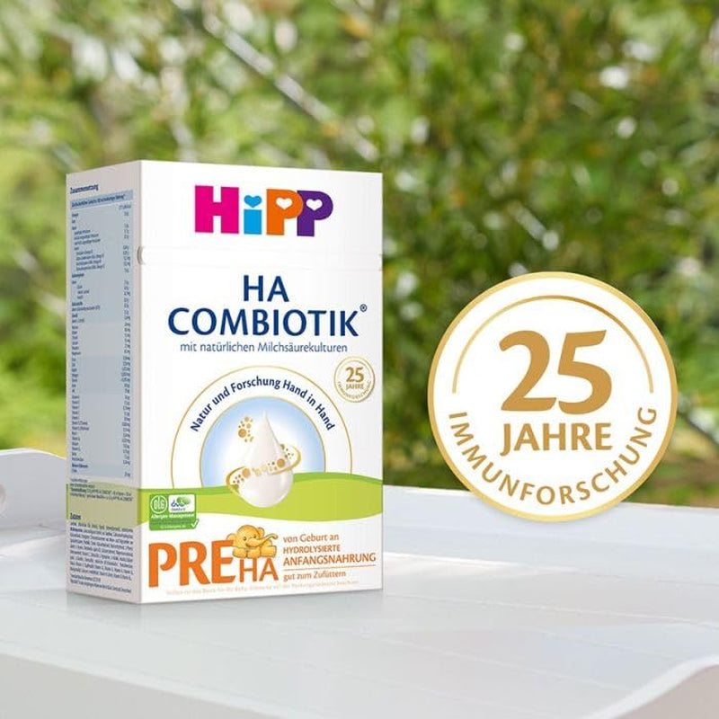 HiPP PRE HA Combiotik (4 x 600 g), hydrolyseret mælkepulverformel til spædbørn fra fødslen, med naturlige mælkesyrekulturer, til følsomme immunsystemer