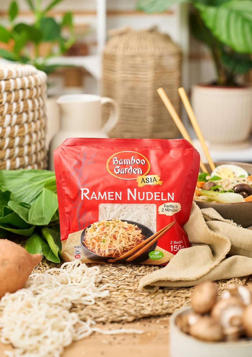 Bamboo Garden - Forkogte Ramen Nudler | Klar på 2 minutter | Veganere | 300 g i en pose