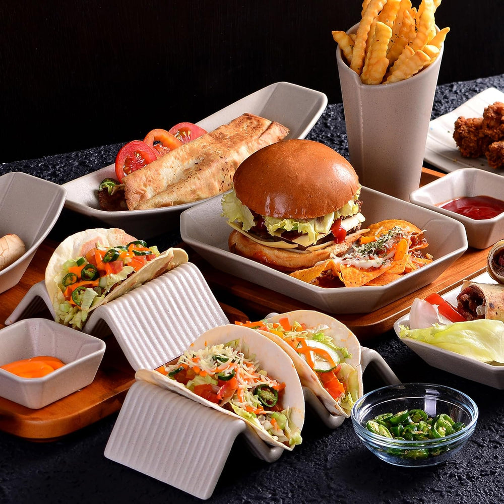 CreaTable, 33984, seria Street Food, set de veselă pentru 2 persoane, suport Street Taco 2 din gresie, potrivit pentru mașina de spălat vase și cuptorul cu microunde, producție de calitate