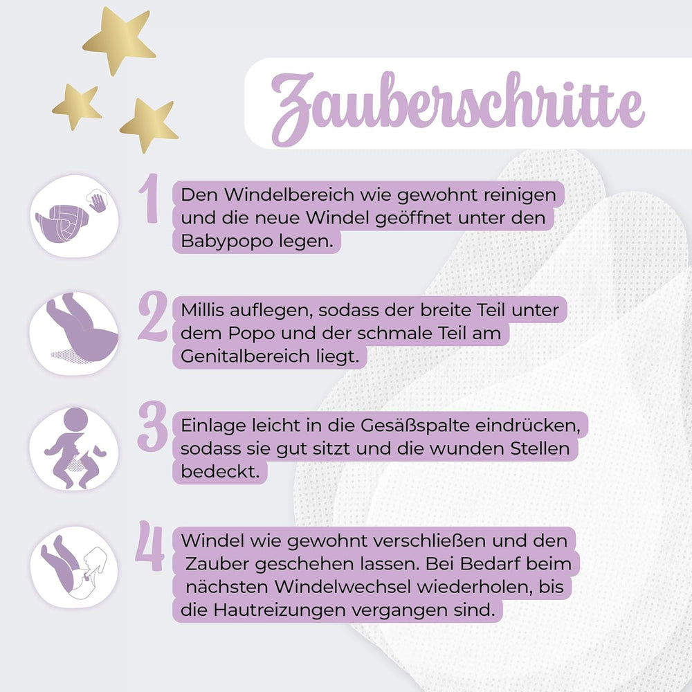 Millis Zaubertücher hos Windeldermatitis Baby, Bekannt aus "Die Höhle der Löwen", 25 Tücher (1 x 25er) mit Aloe Vera, Mandelöl & Q10 - Pflegt, Schützt & dient als Wundschutz bei gereizter Haut