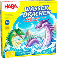 HABA Water Dragons - Terning- og strategispil for børn 5+ - Spændende brætspil med drager og træfigurer - Familiespil for 2-4 spillere - 1307133001