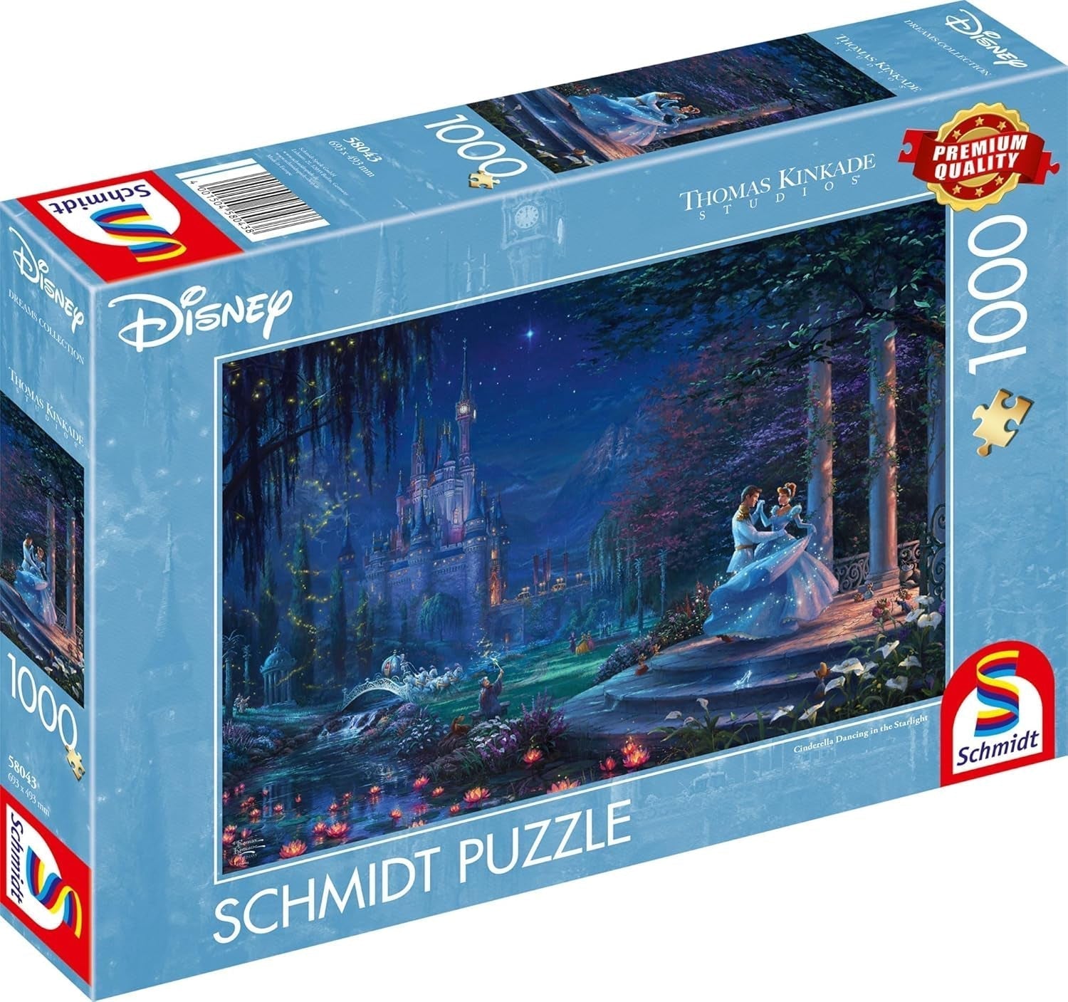 Schmidt Spiele 58043 Thomas Kinkade, Disney, Askepot danser i stjernelyset, puslespil 1000 brikker, farverigt puslespil Naty Shop