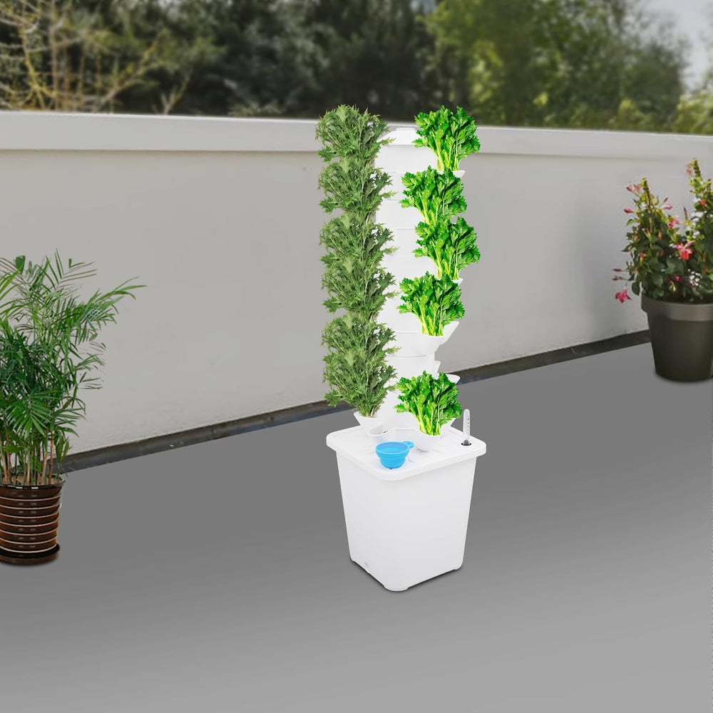30 kapsler Hydroponic Tower, Hydroponic Grow System til haven, Aeroponic Grow Kit med 10L vandtank og hydreringspumpe, Vertical Aeroponic Grow Kit til urter, frugter, grøntsager