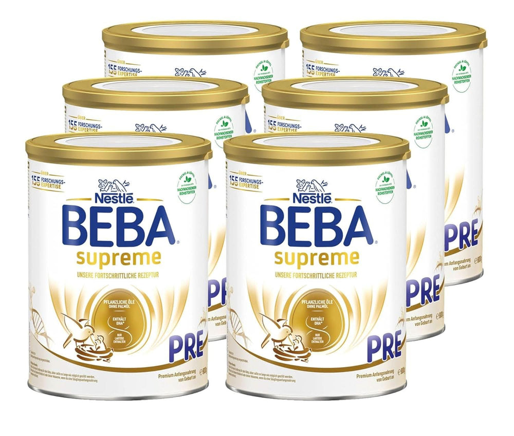 BEBA SUPREME PRE Initial mælk klar til at drikke fra fødslen, babymad med DHA, kun laktose, uden palmeolie, pakke med 8 (8 x 200 ml) Mor og barn Naty Shop Beba Supreme Pre 6 x 800 gram