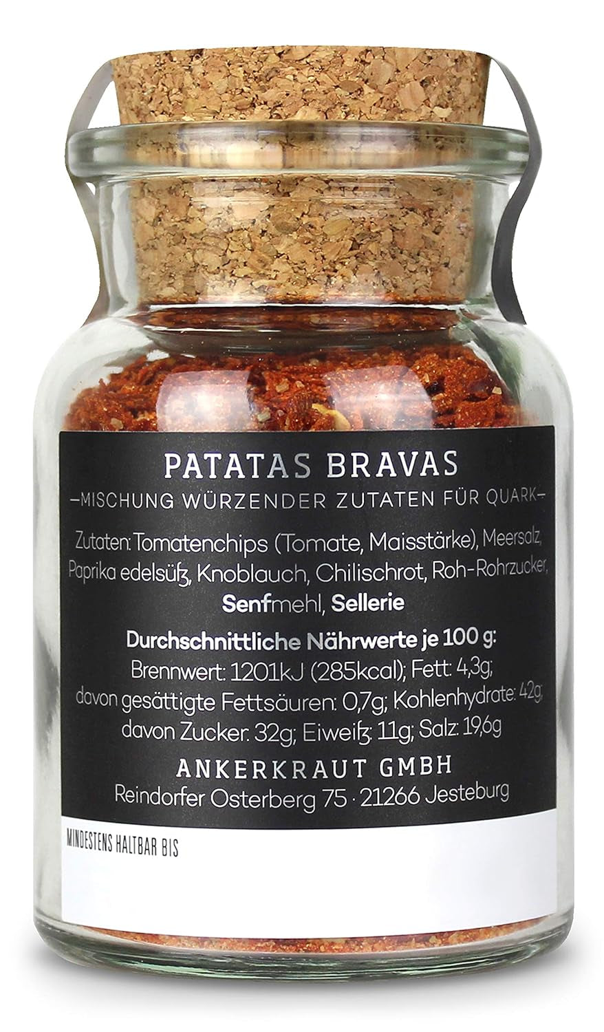 Ankerkraut Patatas Bravas, Gewürzmischung für Spanish Kartoffelwürfel, 90g i korkglas