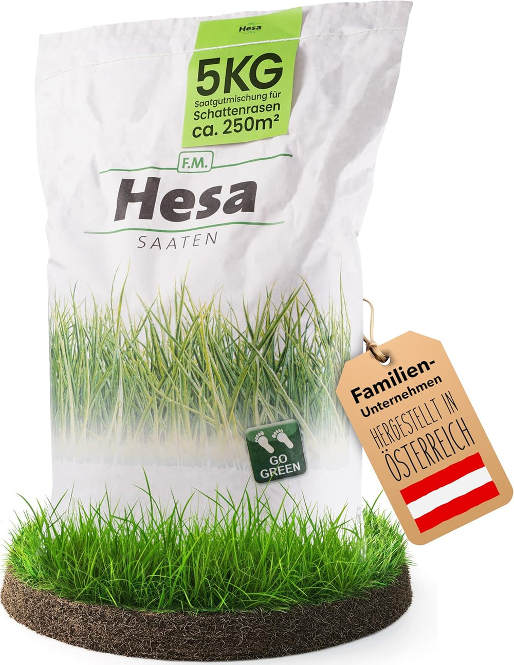 Hesa Schattenrasen RSM 7.4, 1Kg Für Ca 50 M², Premium Rasensamen, Zierrasen Für Schatten, Halbschatten Und Auch Vollsonne, Grassamen in Profiqualität