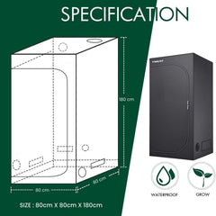 Grow Telt 80x80x180cm Grow Telt med aftagelig vandtæt bundbakke Ideel størrelse til hydroponics