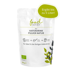 foodsetter Bio Haferdrink Pulver | 500g pose | Haferpulver | Instant Haferpulver | Biokvalitet | Vegansk | Glutenfri | Ohne Zuckerzusatz | 0,5 kg