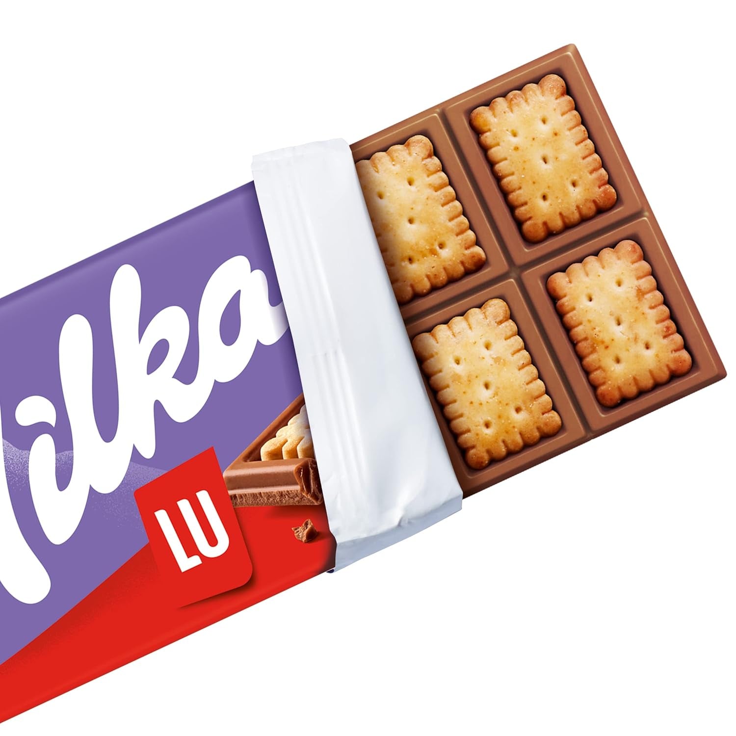 Milka LU – Alpine mælkechokolade med sprøde LU-kiks – 87g