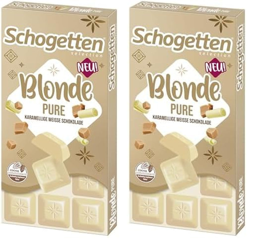 Schogetten Blonde Pure I hvid chokolade med karamel I 100 g I portioner individuelt (pakke med 2)