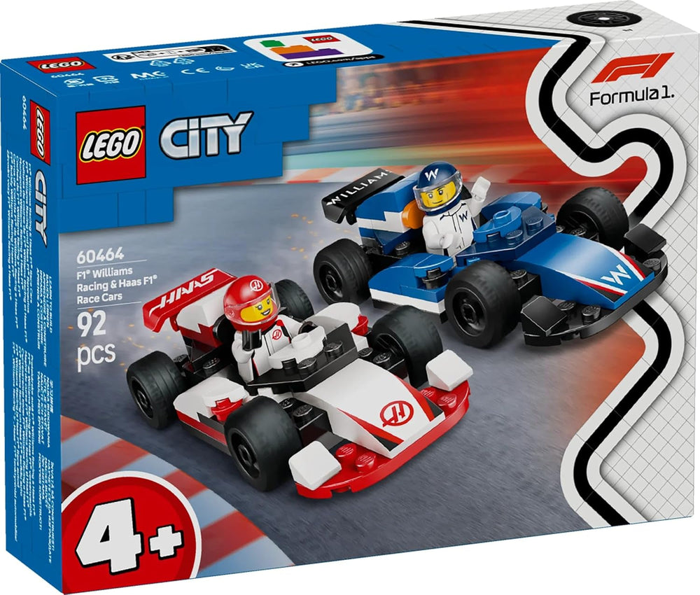 LEGO City F1 Williams Racing og Haas F1 Racing Cars - Formel 1 legetøj med biler, der kan bygges og 2 racerkører minifigurer - Små gaveideer til drenge og piger fra 4 år 60464 Byggesæt Beuche den LEGO-Store