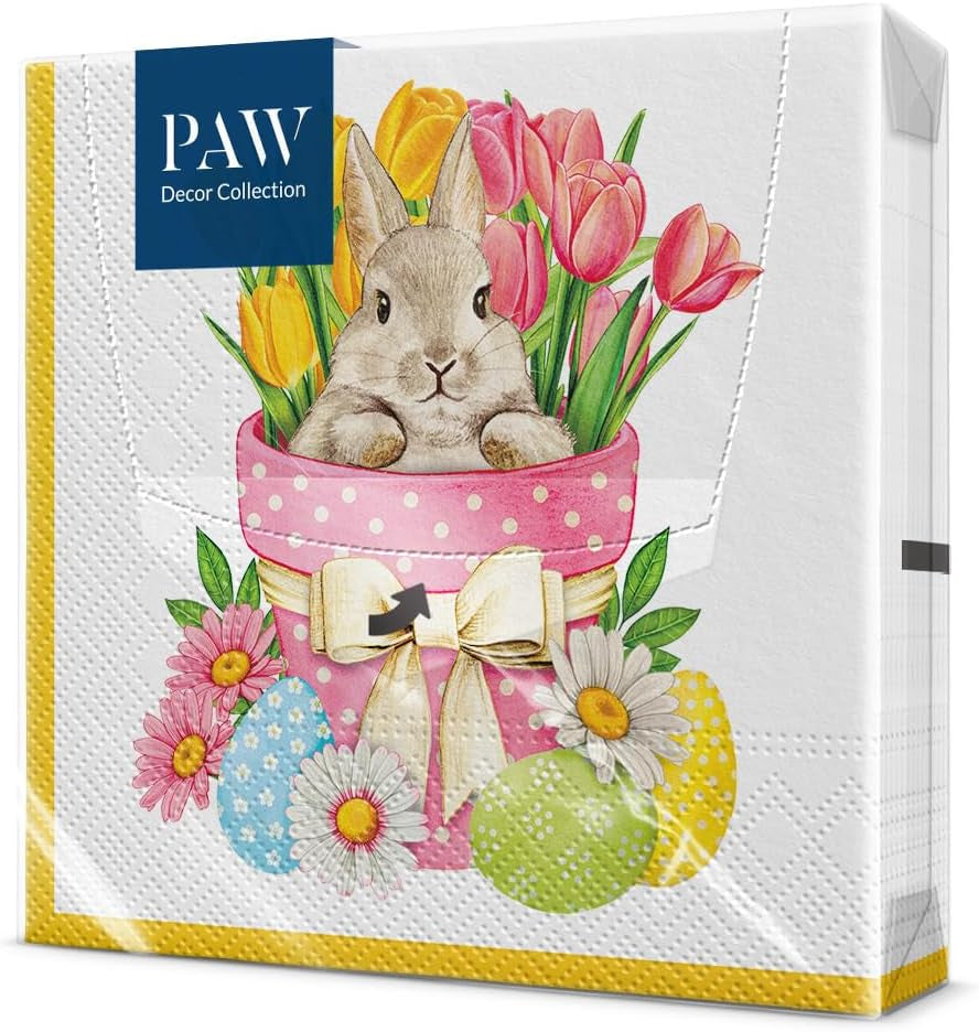 PAW - Șervețele din 3 straturi (33 X 33 Cm) I 20 bucăți I Perfect pentru Paște, petreceri, primăvară și sărbători I Decorațiuni de masă Petrecere de Paște Șervețele de hârtie colorate - Ouă de Paște în acuarelă I Ouă în acuarelă