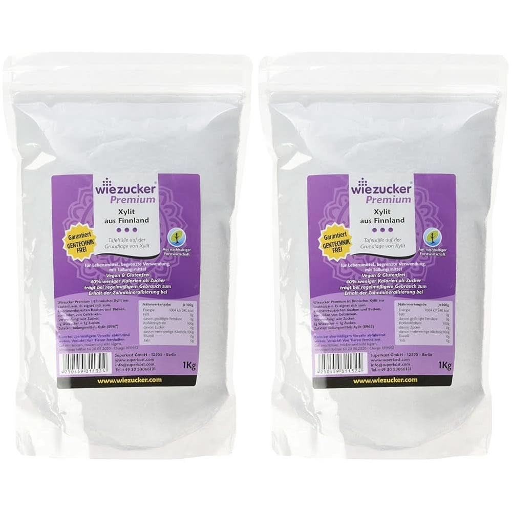 Original birkesukker fra Finland, 1 Kg Sødemidler Naty Shop 2 x 1 Kg Single