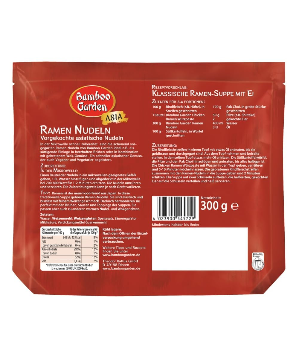Bamboo Garden - Forkogte Ramen Nudler | Klar på 2 minutter | Veganere | 300 g i en pose